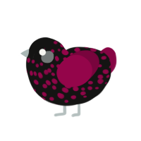 Bleedstone, a black and maroon chicken with a speckle pattern