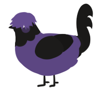 A overcast and sable chicken with a head pattern