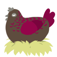 A bark and maroon chicken with a half-lace pattern