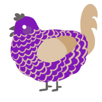 A violet and beige chicken with a lace pattern