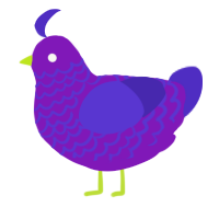 A violet and indigo chicken with a lace pattern