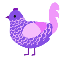A blurple and lavender chicken with a lace pattern