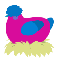 A fuchsia and sapphire chicken