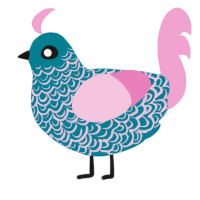 A sea and pink chicken with a double-lace pattern