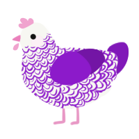 A white and violet chicken with a double-lace pattern