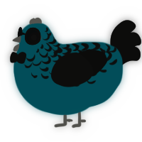 A sea and black chicken with a half-lace pattern