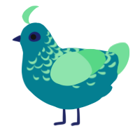 Ophi, a sea and turquoise chicken with a half-lace pattern