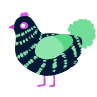 A tumblr and spring chicken with a bar pattern