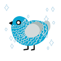 小气, a cerulean and silver chicken with a lace pattern