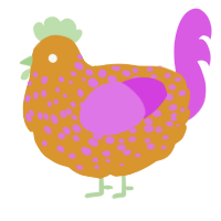 A orange and orchid chicken with a speckle pattern