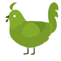 A chartreuse chicken with a head pattern