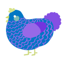 A sapphire and blurple chicken with a lace pattern