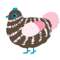 A bark and rose chicken with a bar pattern