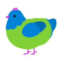 A grass and sapphire chicken with a head pattern