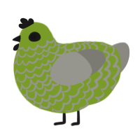 A chartreuse and ash chicken with a lace pattern