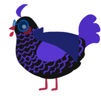 A black and indigo chicken with a lace pattern