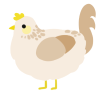 A cream and beige chicken with a neck-speckle pattern