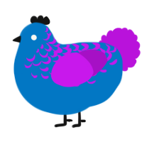 A sapphire and amethyst chicken with a half-lace pattern