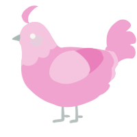 A pink chicken with a head pattern