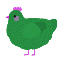 A viridian chicken with a lace pattern