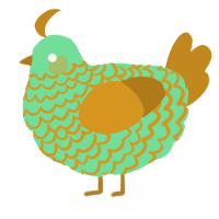 A spring and ochre chicken with a lace pattern