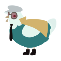 A teal and white chicken with a head pattern