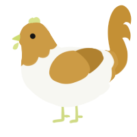A white and gold chicken with a head pattern