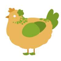 A honey and chartreuse chicken with a neck-speckle pattern
