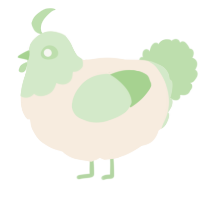 A cream and gluppy chicken with a head pattern
