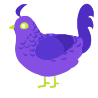 A blurple and indigo chicken with a half-lace pattern