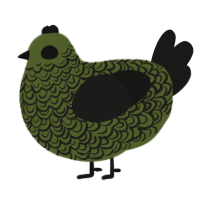 A olive and sable chicken with a double-lace pattern