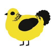 A yellow and black chicken with a neck-band pattern