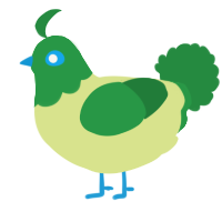 A lemon and viridian chicken with a head pattern