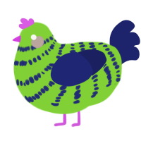 A grass and navy chicken with a bar pattern