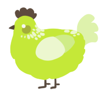 A lime and apple chicken with a neck-speckle pattern
