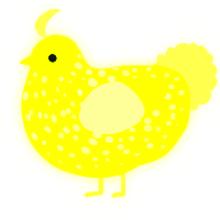 A lime and apple chicken with a speckle pattern