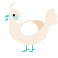 A cream chicken with a neck-speckle pattern