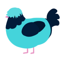 mop, a aqua and tumblr chicken with a head pattern