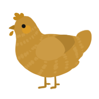 A gold chicken with a bar pattern