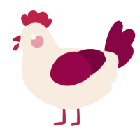 A cream and maroon chicken