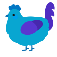 A cerulean and indigo chicken