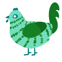 A mint and leaf chicken with a bar pattern