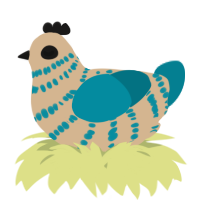 A beige and sea chicken with a bar pattern