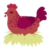 A red and maroon chicken with a half-lace pattern