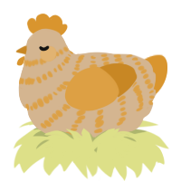 A beige and orange chicken with a bar pattern