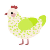 A cream and lime chicken with a speckle pattern