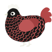 A sable and red chicken with a lace pattern
