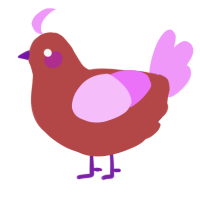 A red and lavender chicken
