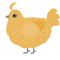 A honey chicken with a speckle pattern