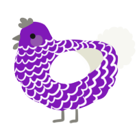 A violet and white chicken with a lace pattern